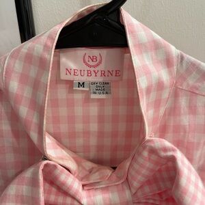 NEUBYRNE Gingham bow button up